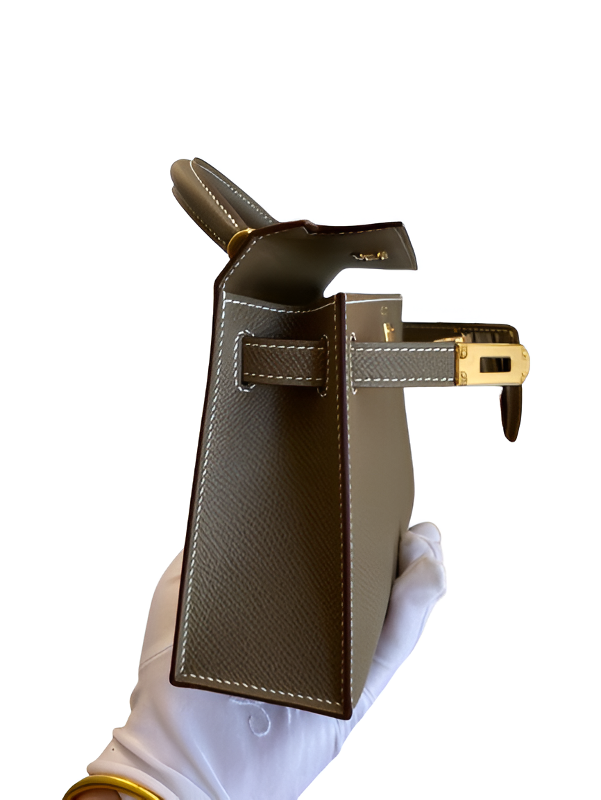 Hermes Taupe Leather Handbag with Strap