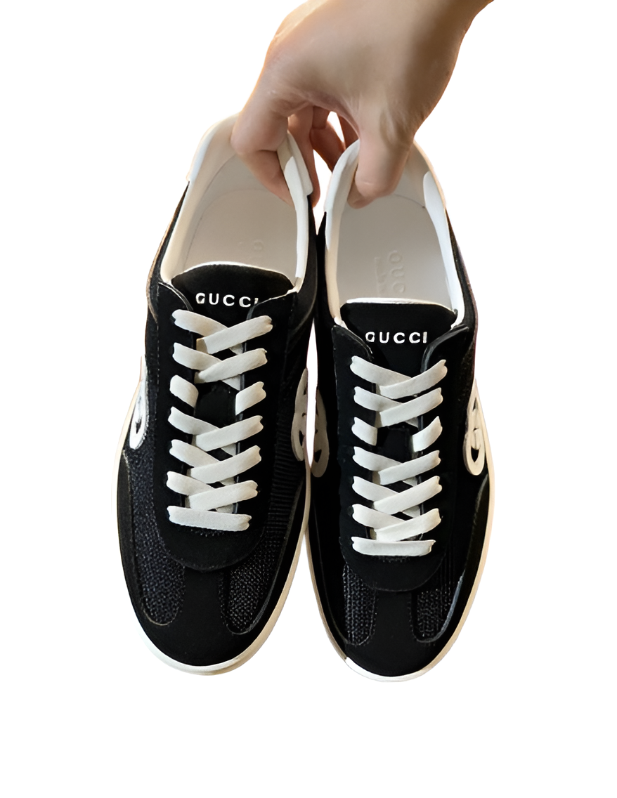 GUCCI Men's Navy Blue Sneakers with White Accents