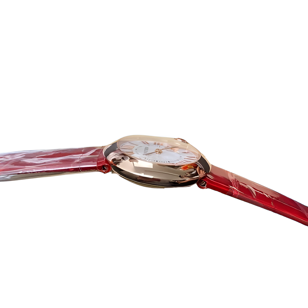 Cartier Ballon Bleu de Cartier Rose Gold with Ruby Crown & Red Leather Strap