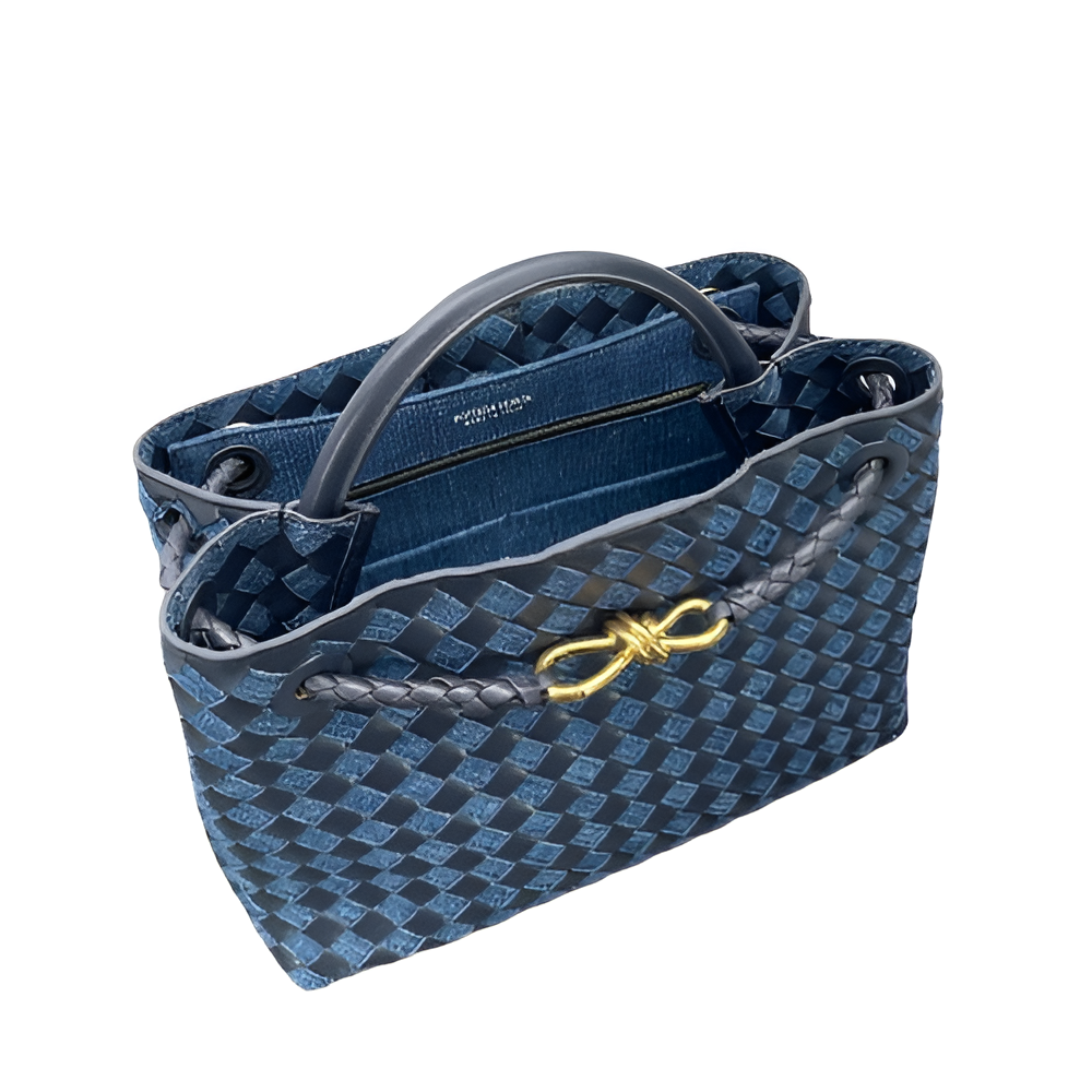 Bottega Navy Woven Leather Tote
