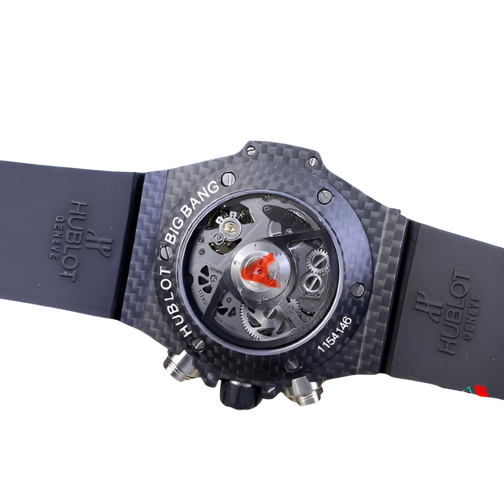 Hublot Black Carbon Fiber Skeleton Dial Men's Chronograph Watch