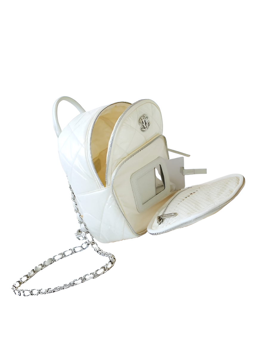 CHANEL Quilted White Mini Backpack