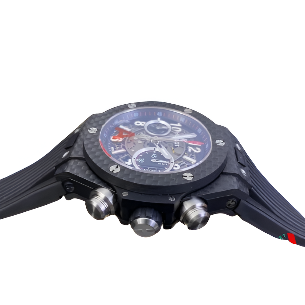 Hublot Black Carbon Fiber Skeleton Dial Men's Chronograph Watch