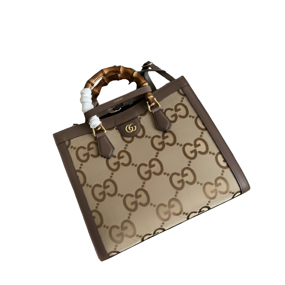 GUCCI GG Supreme Canvas Tote with Bamboo Handle