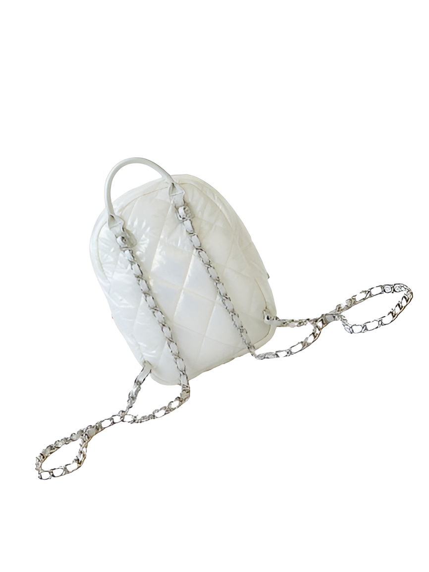 CHANEL Quilted White Mini Backpack