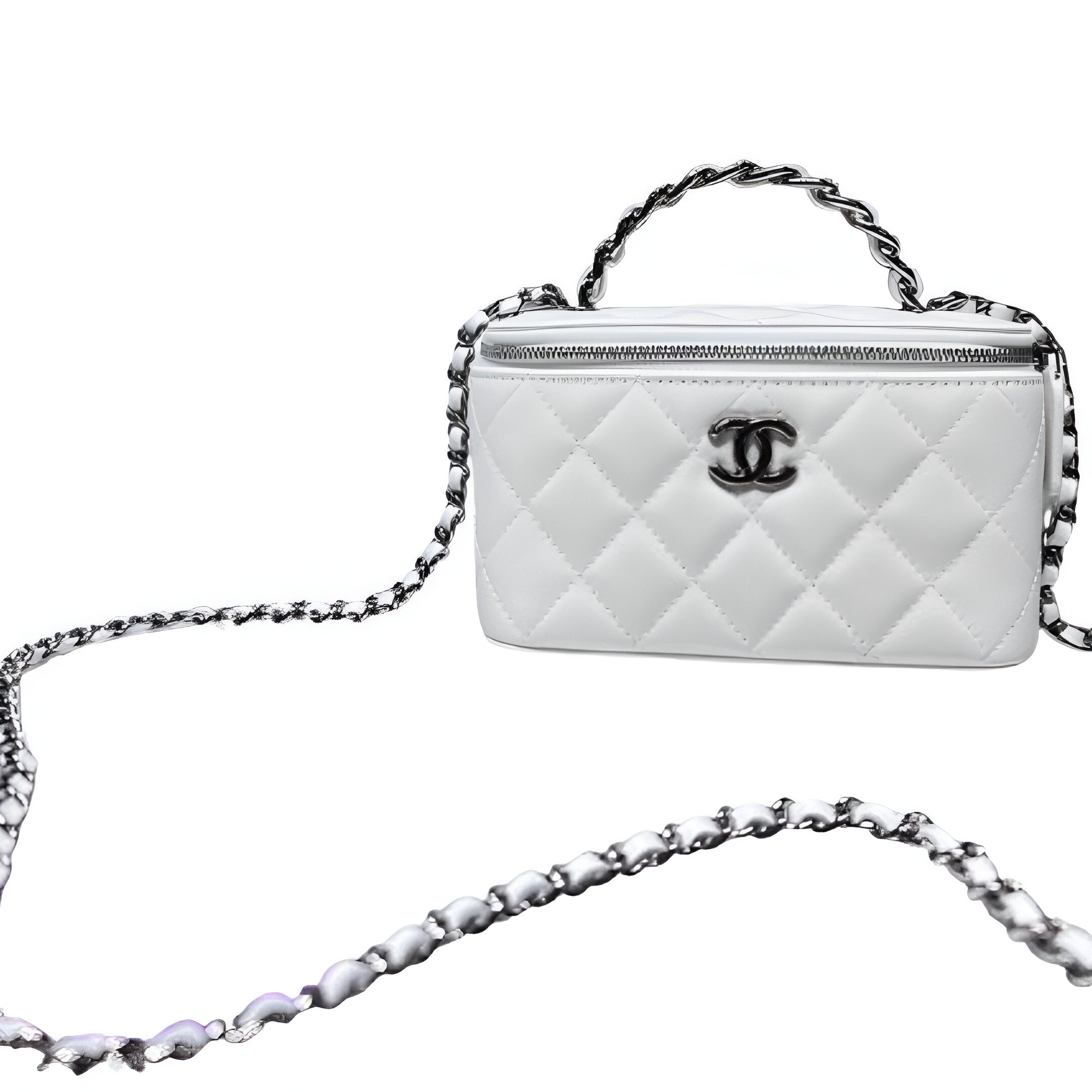 CHANEL Quilted White Camera Bag