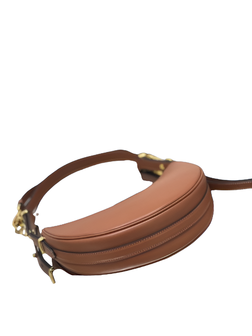 Prada Brown Leather Crescent Shoulder Bag