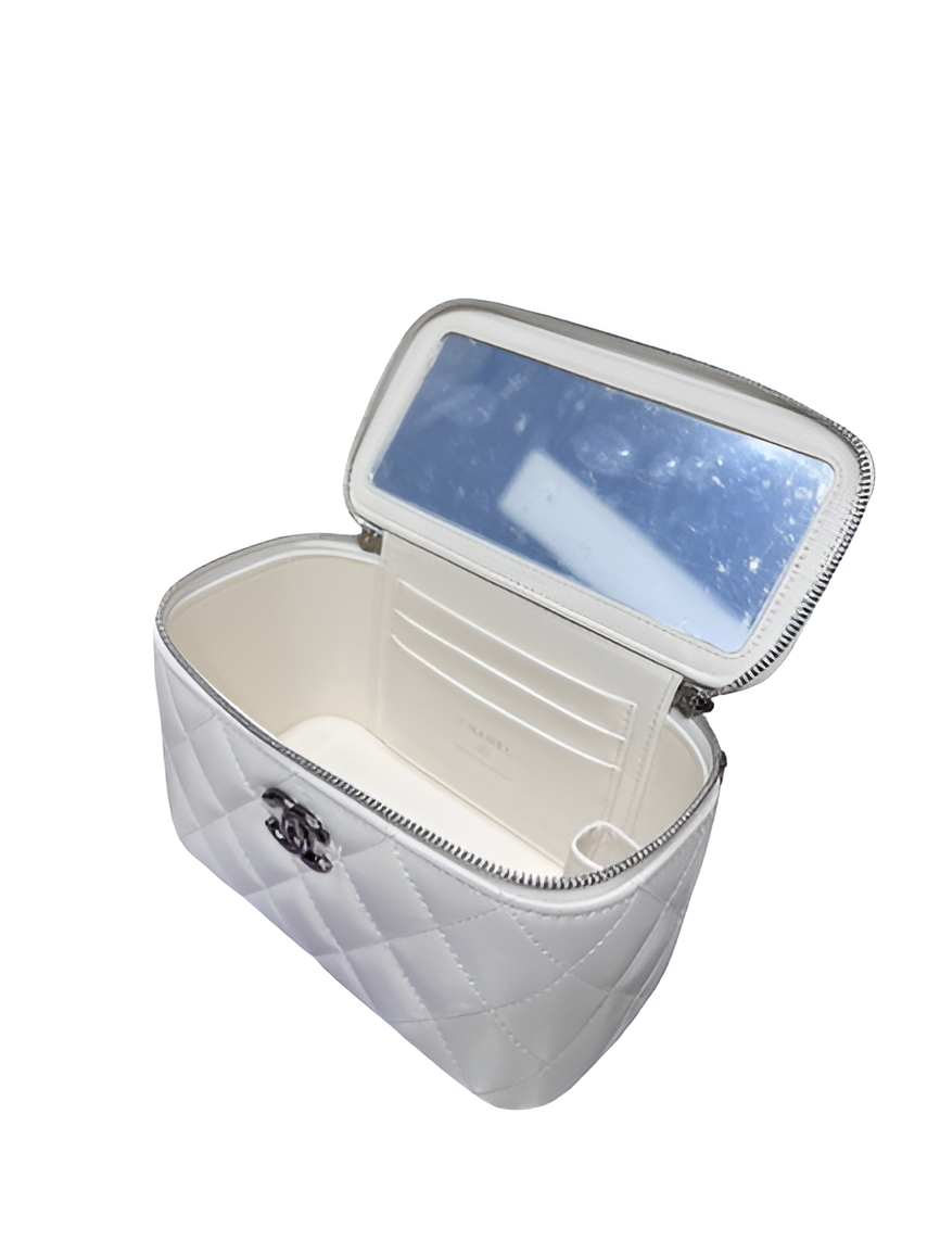 CHANEL Quilted White Camera Bag