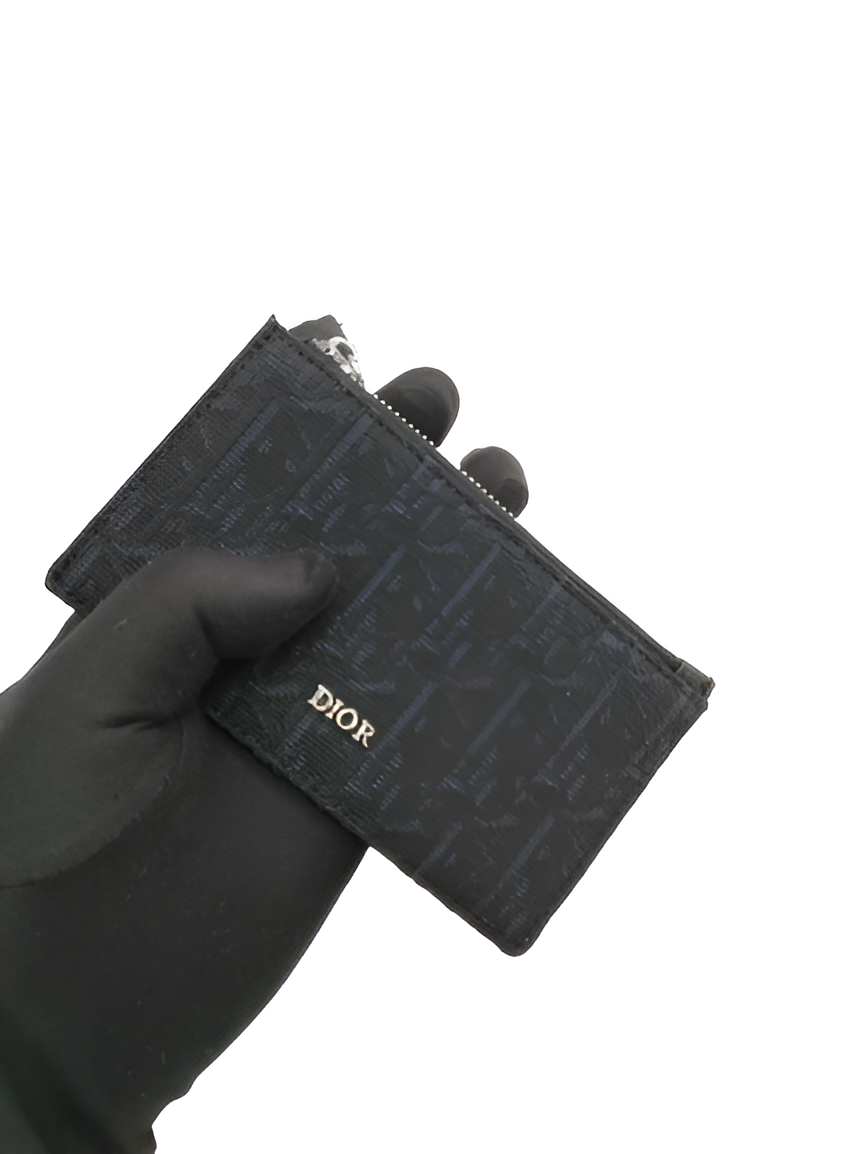 Dior Black Leather Zip Pouch.