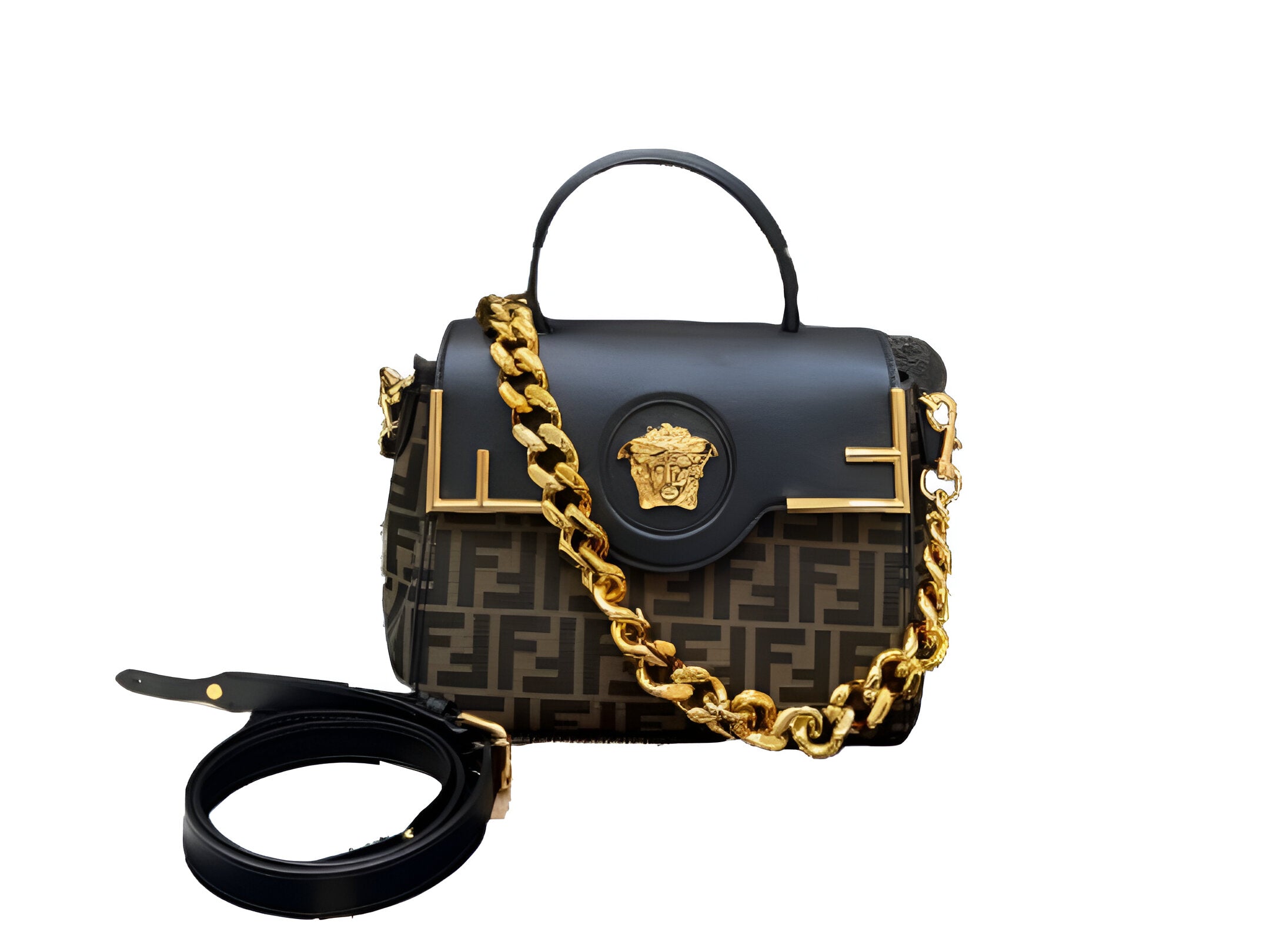 Fendi x Versace Medusa Chain Shoulder Bag