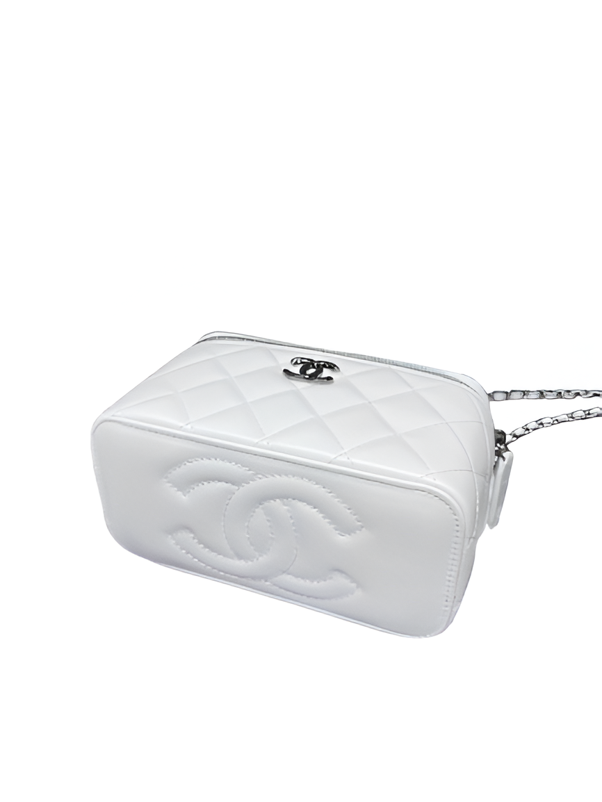 CHANEL Quilted White Camera Bag