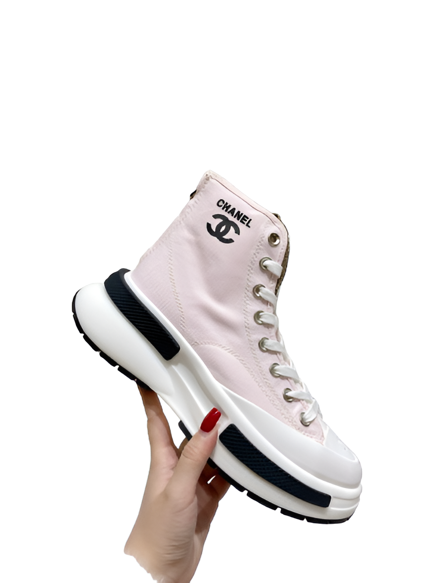 CHANEL Pink High-Top Sneakers