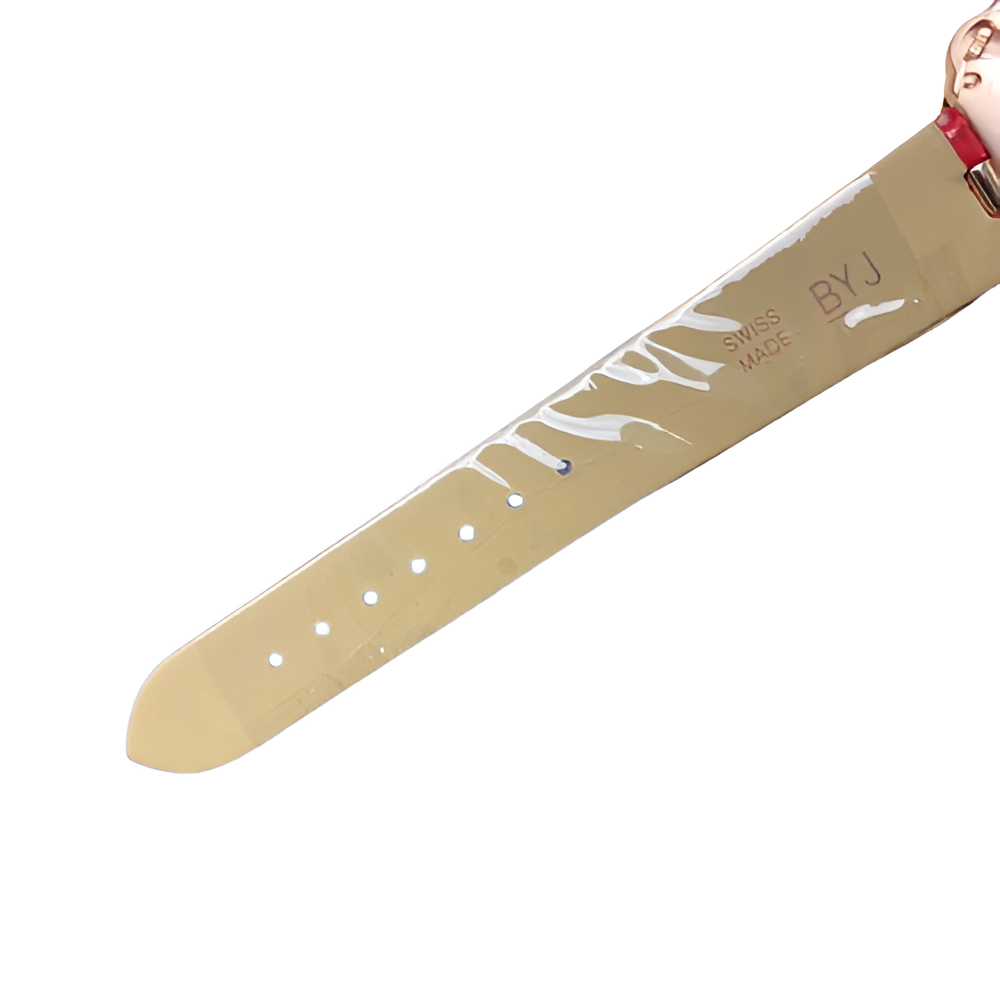 Cartier Ballon Bleu de Cartier Rose Gold with Ruby Crown & Red Leather Strap