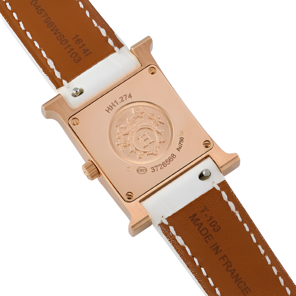 HERMÈS Diamond-Studded White Strap Watch