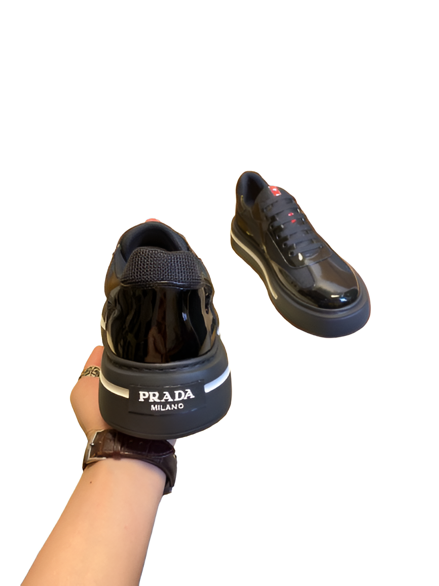 PRADA Men's Glossy Black Sneakers
