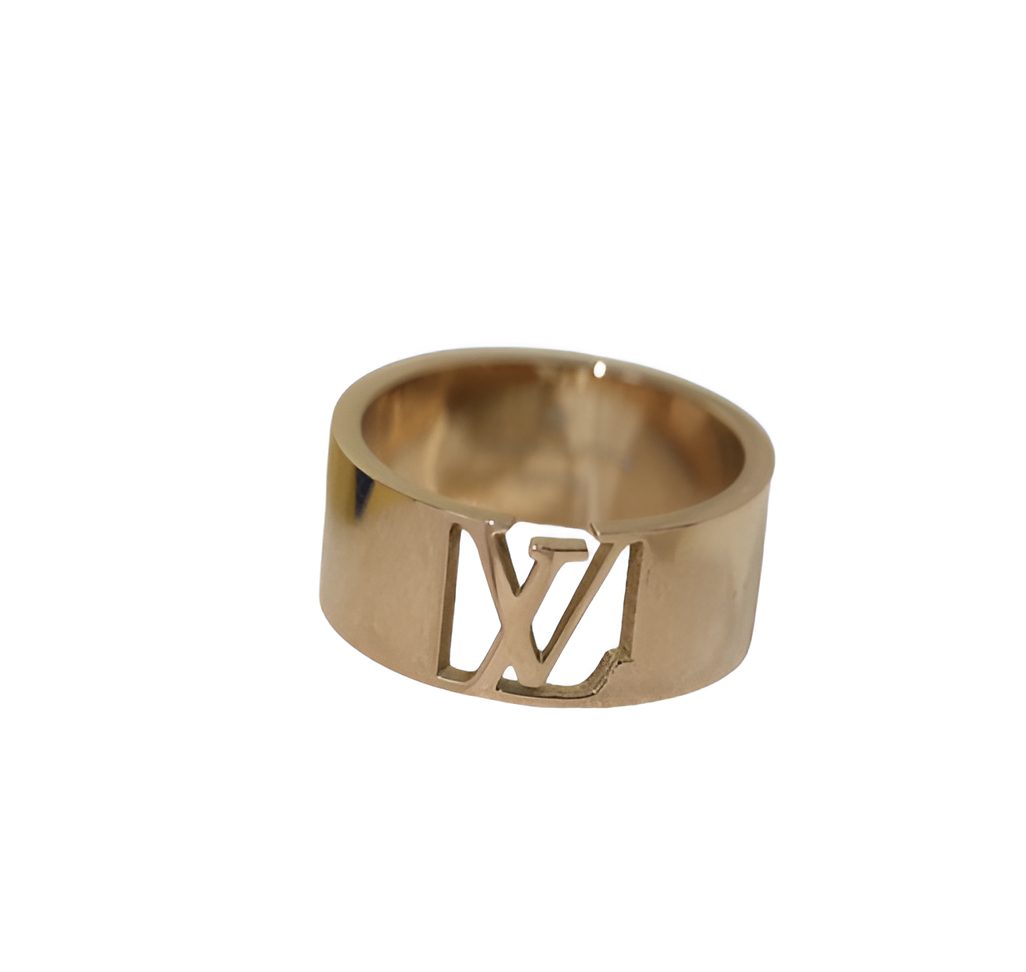 LV Initials Cutout Ring Trio - Gold, Silver & Rose Gold