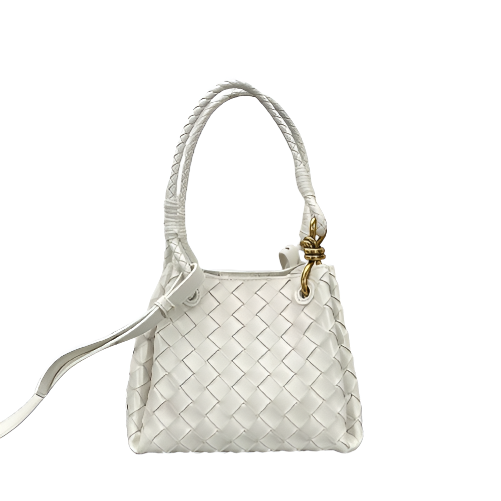 Bottega White Woven Leather Bag