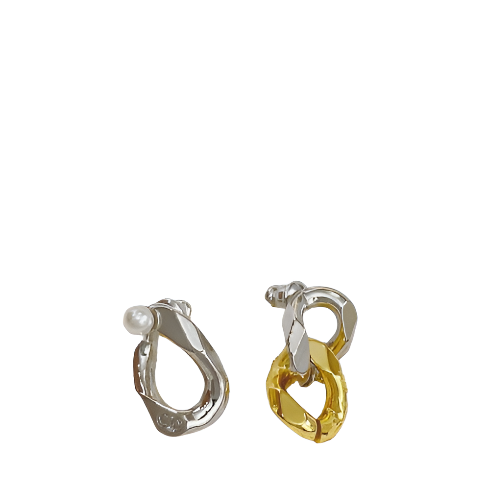 Dior Dual-Tone Pearl & Chain Earrings