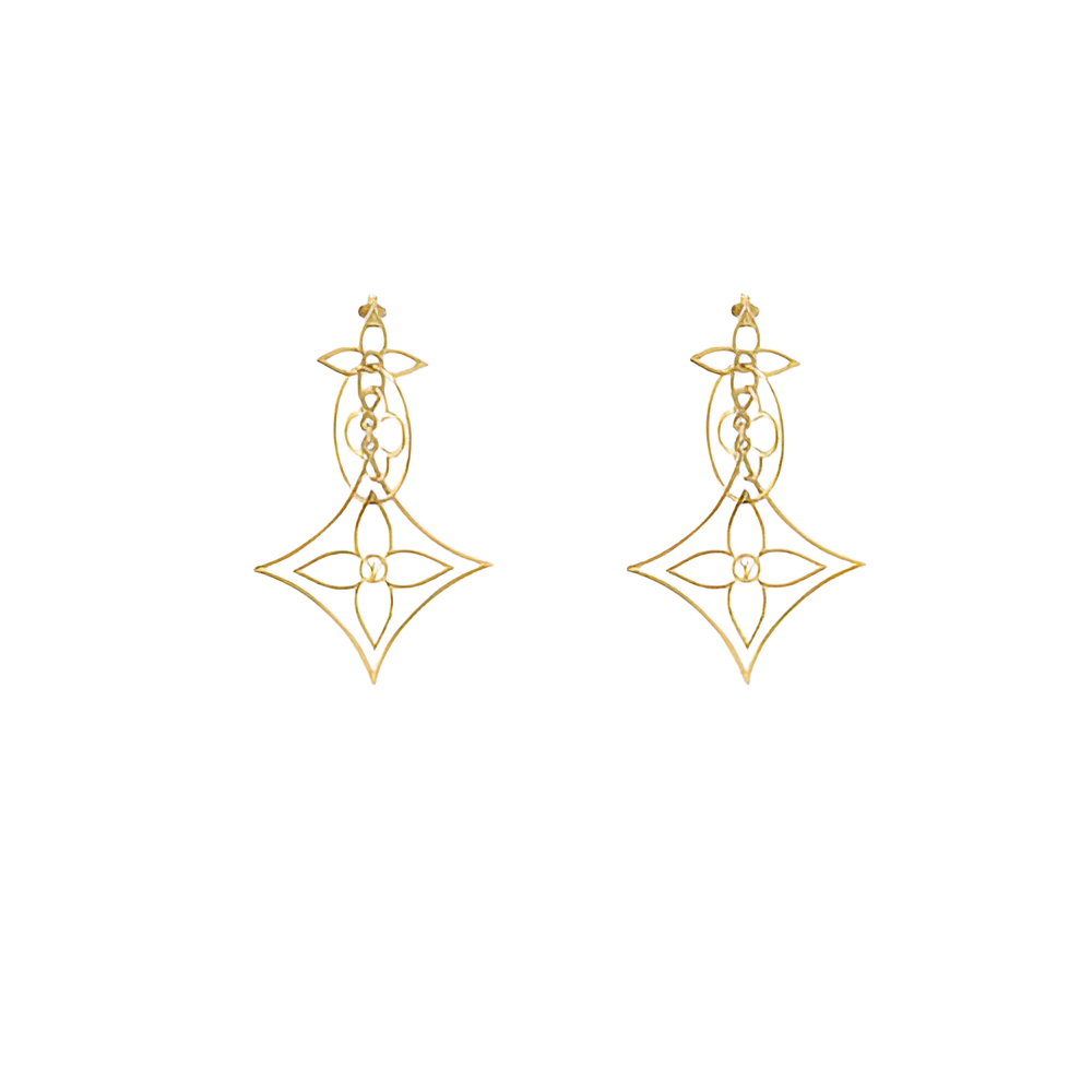 LV Geometric Flower Earrings - Gold