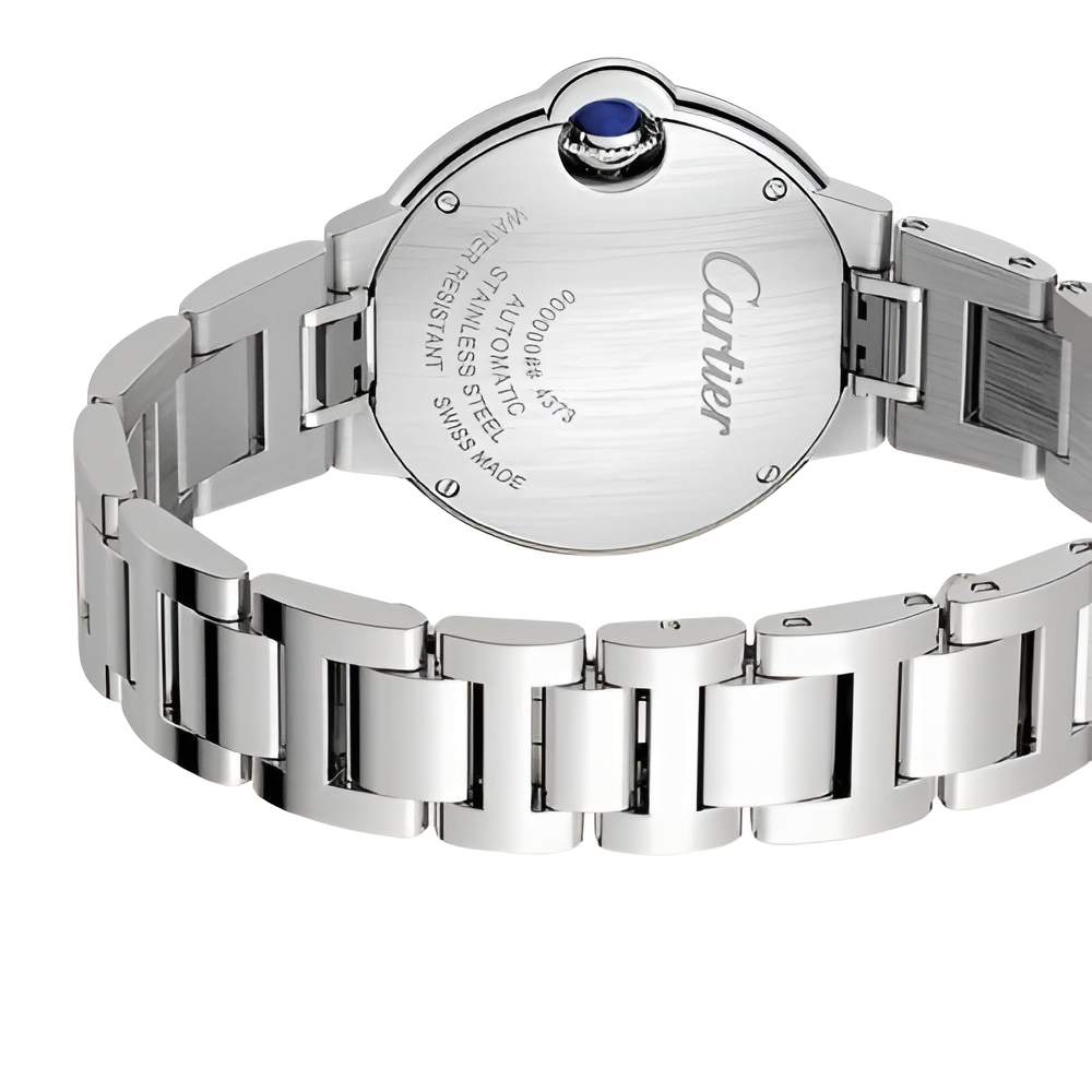 Cartier Ballon Bleu Stainless Steel Women's Automatic Watch with Diamond Markers