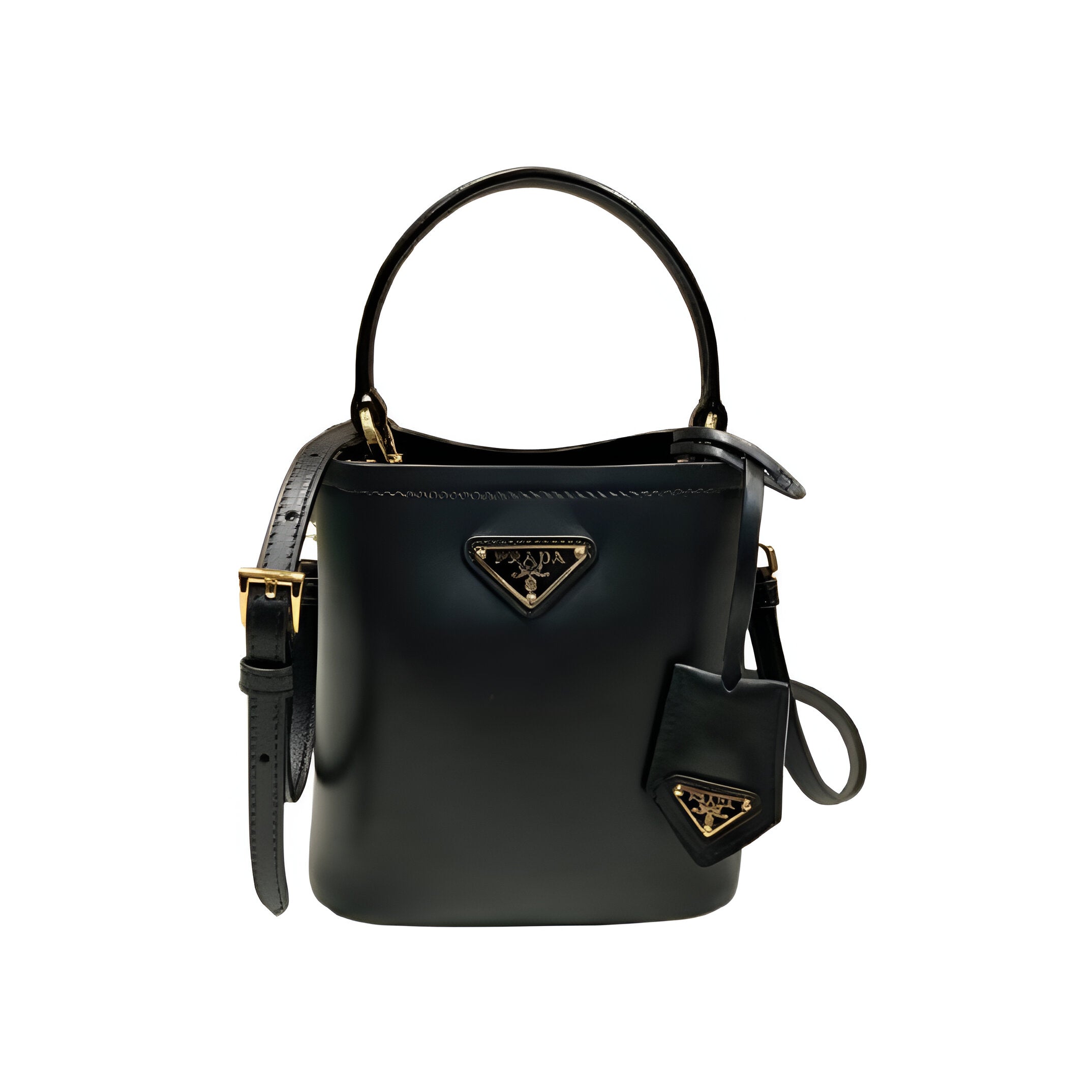 Prada Black Leather Bucket Bag