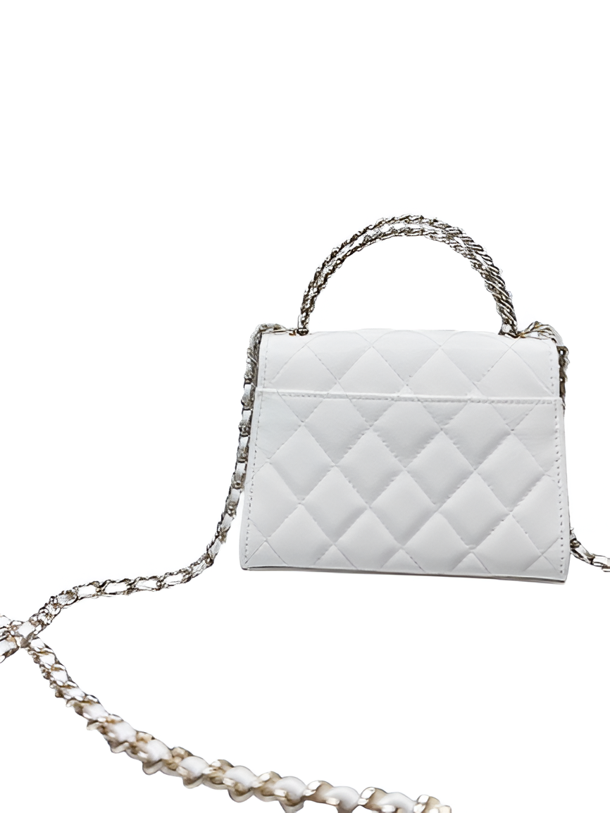 CHANEL Quilted White Mini Flap Bag