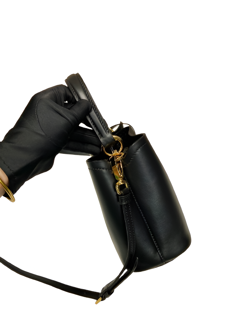 Prada Black Leather Bucket Bag