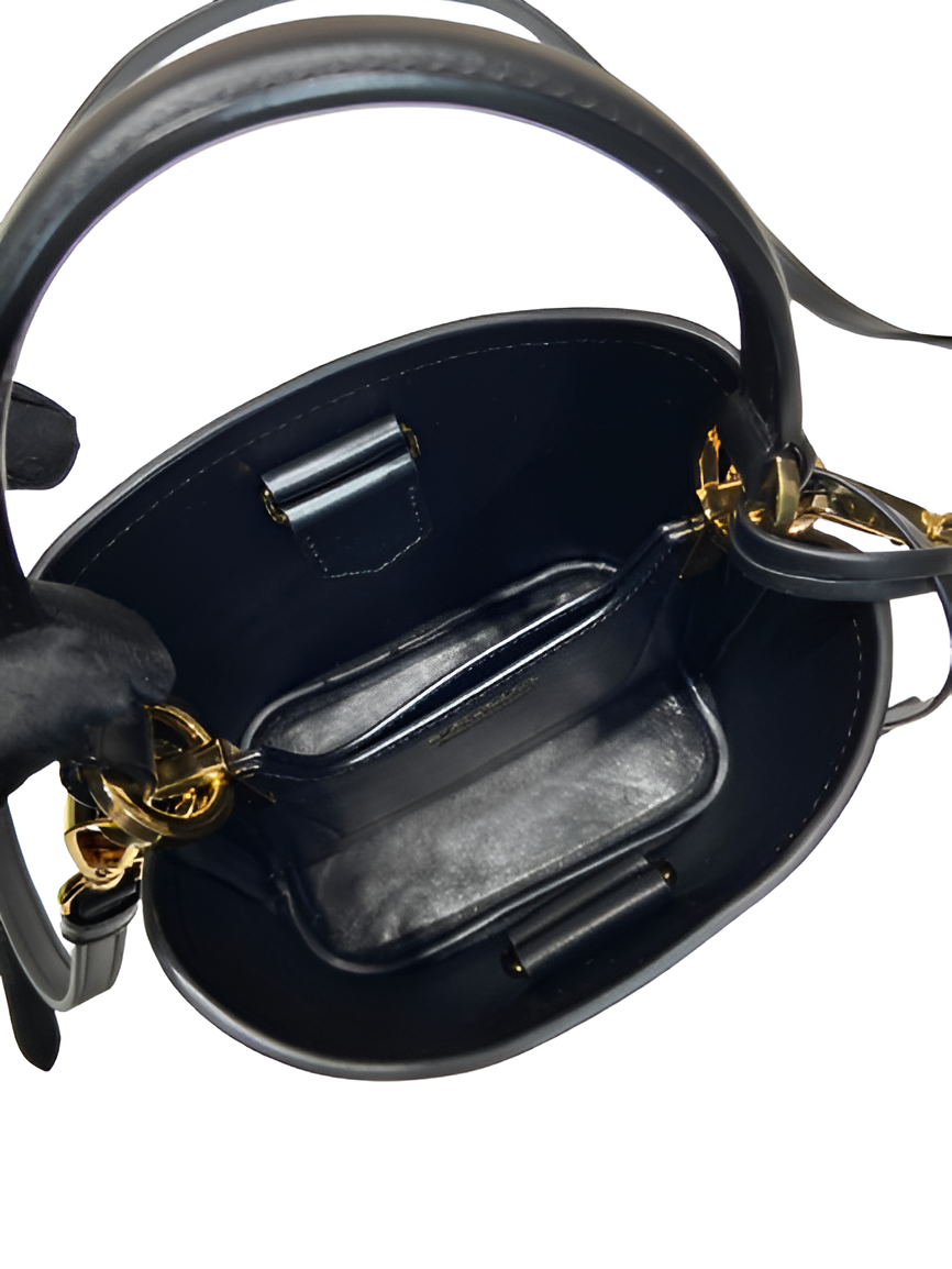 Prada Black Leather Bucket Bag