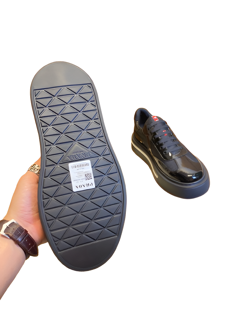 PRADA Men's Glossy Black Sneakers