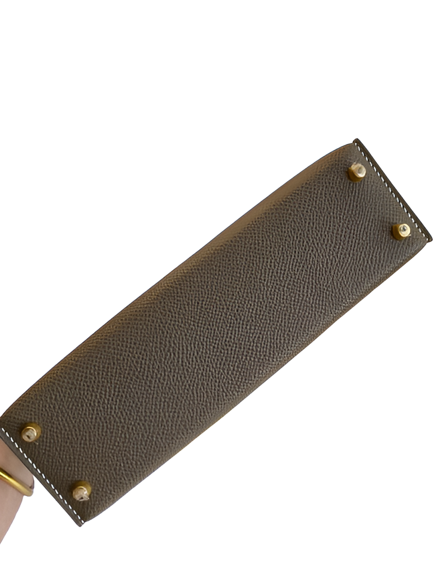 Hermes Taupe Leather Handbag with Strap