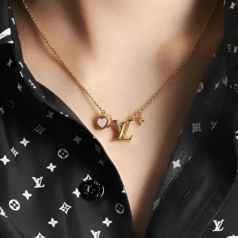 LV Pink Heart Charm Necklace