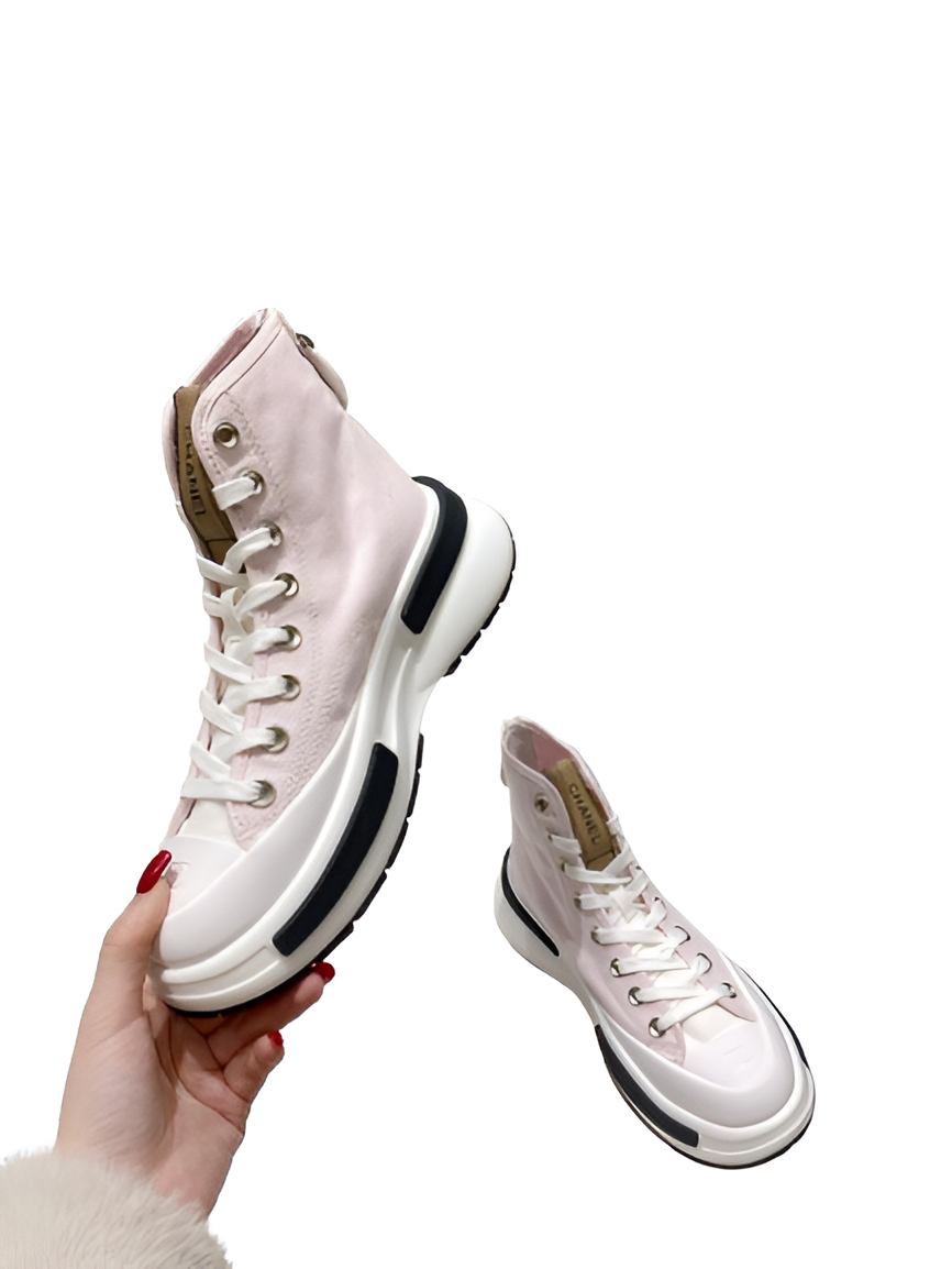 CHANEL Pink High-Top Sneakers