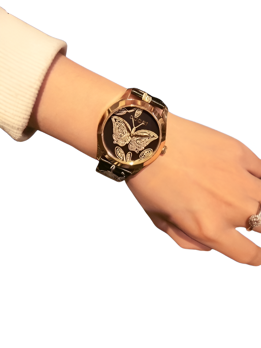 Hermes Black Butterfly Watch - Artistic Strap Design