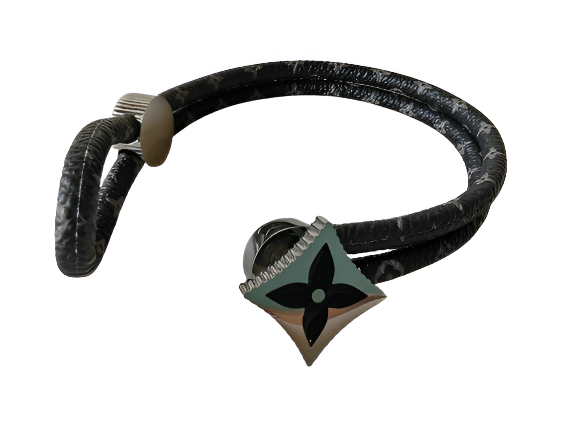Louis Vuitton Black Leather Wrap Bracelet