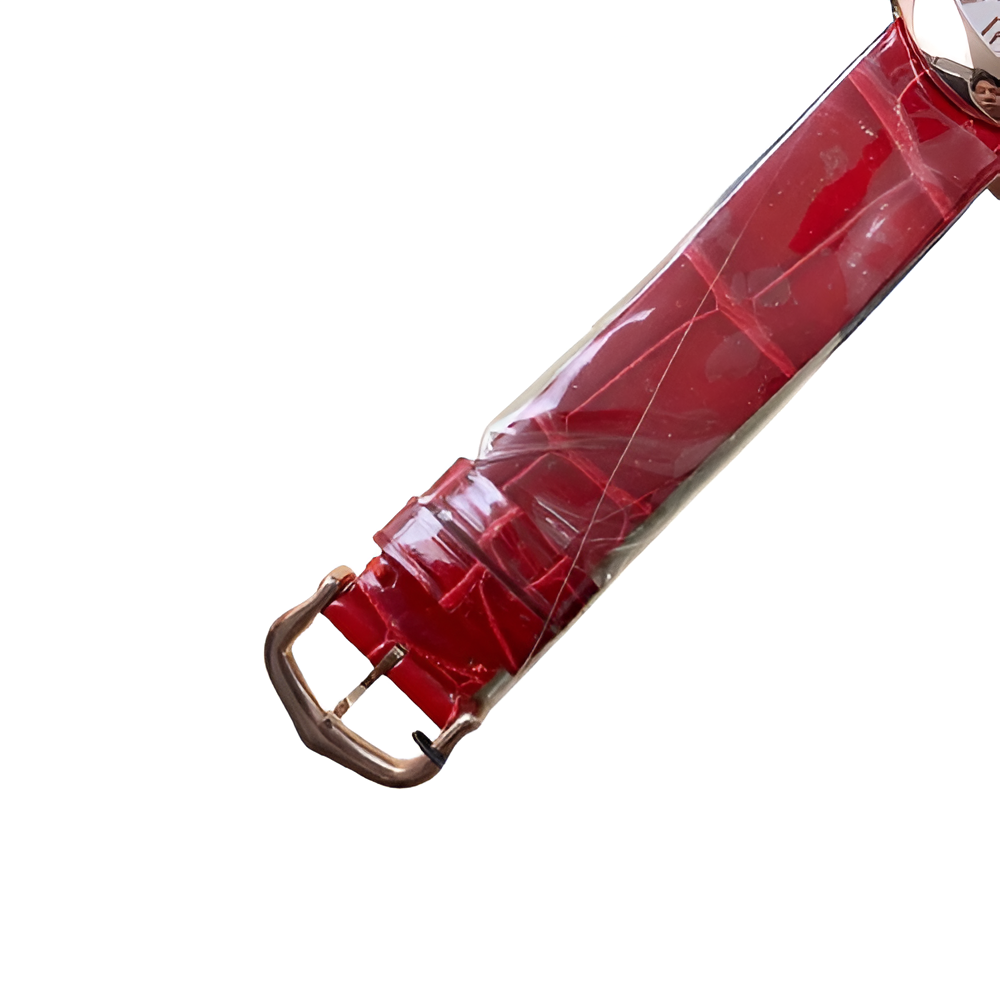 Cartier Ballon Bleu de Cartier Rose Gold with Ruby Crown & Red Leather Strap
