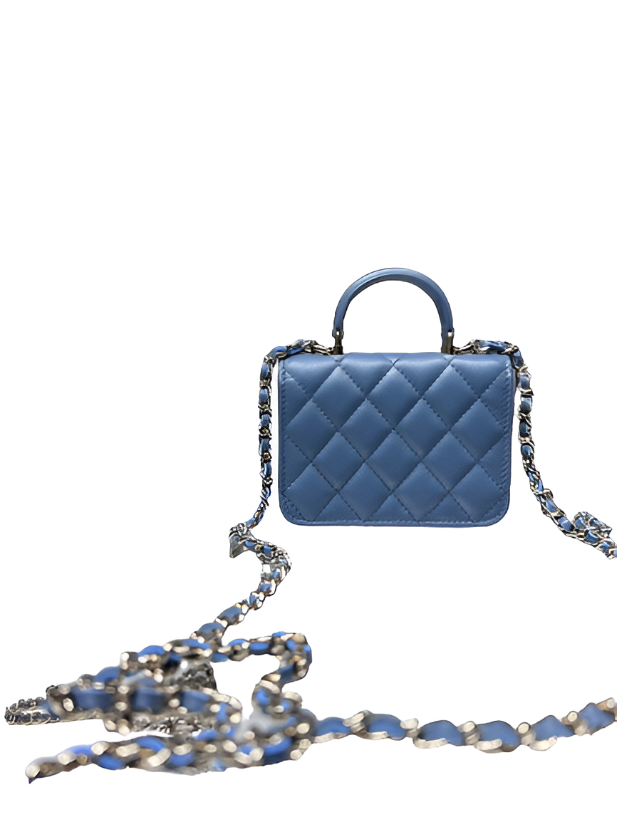 CHANEL Quilted Blue Mini Flap Bag