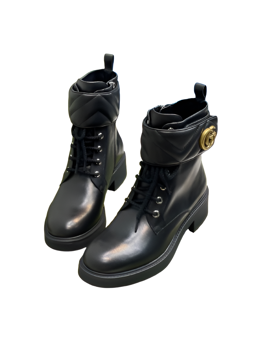 Gucci  Women's Leather Ankle Boots with GG Logo