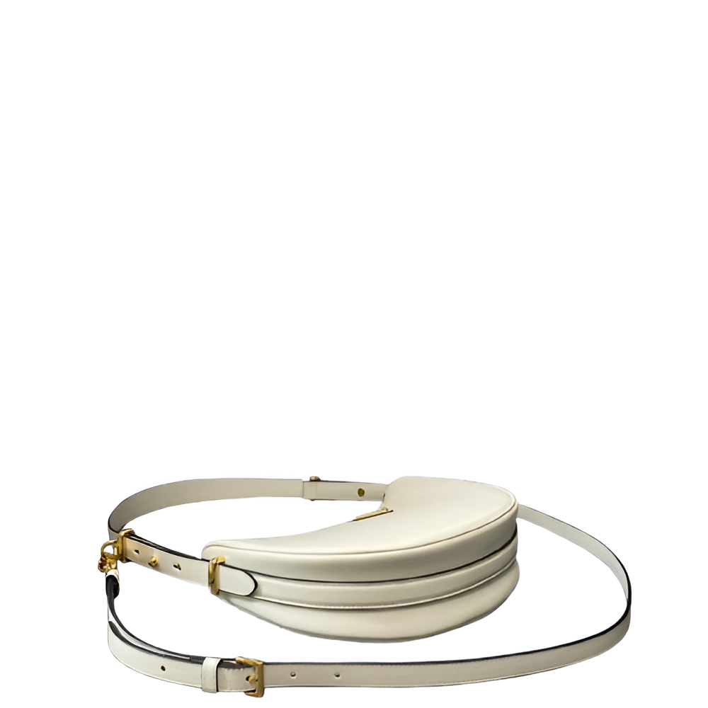 Prada White Leather Crescent Shoulder Bag