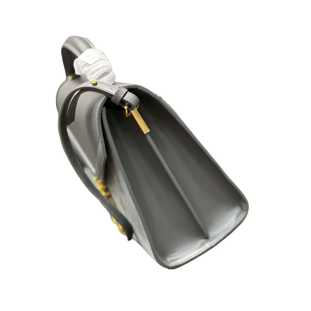 YSL Grey Top Handle Bag with Gold YSL Logo
