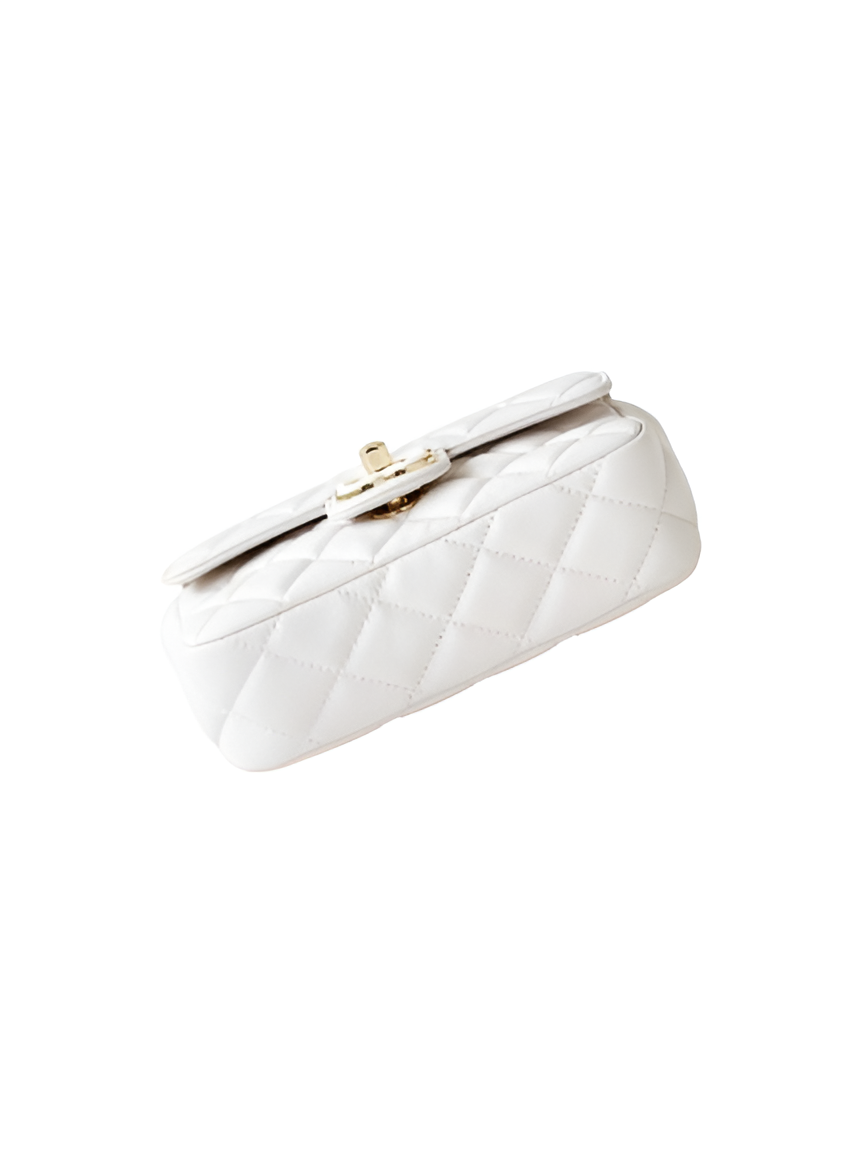 CHANEL Quilted White Classic Flap Bag