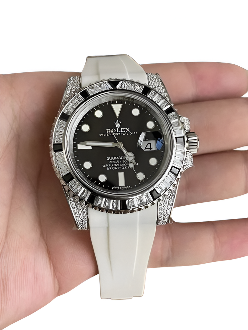 Rolex Submariner Diamond Bezel with White Strap