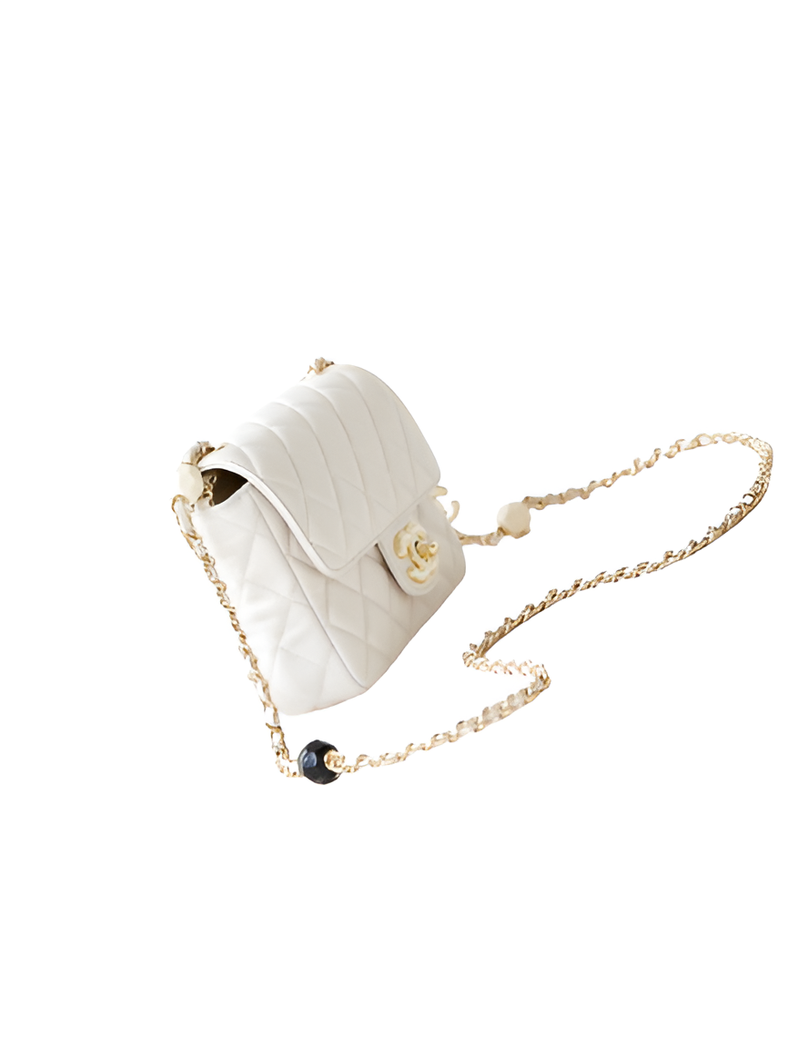 CHANEL Quilted White Classic Flap Bag