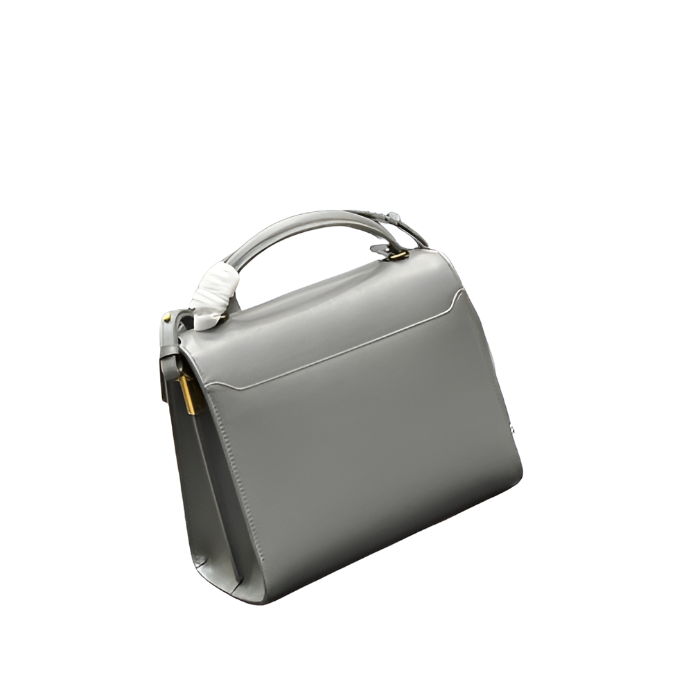 YSL Grey Top Handle Bag with Gold YSL Logo