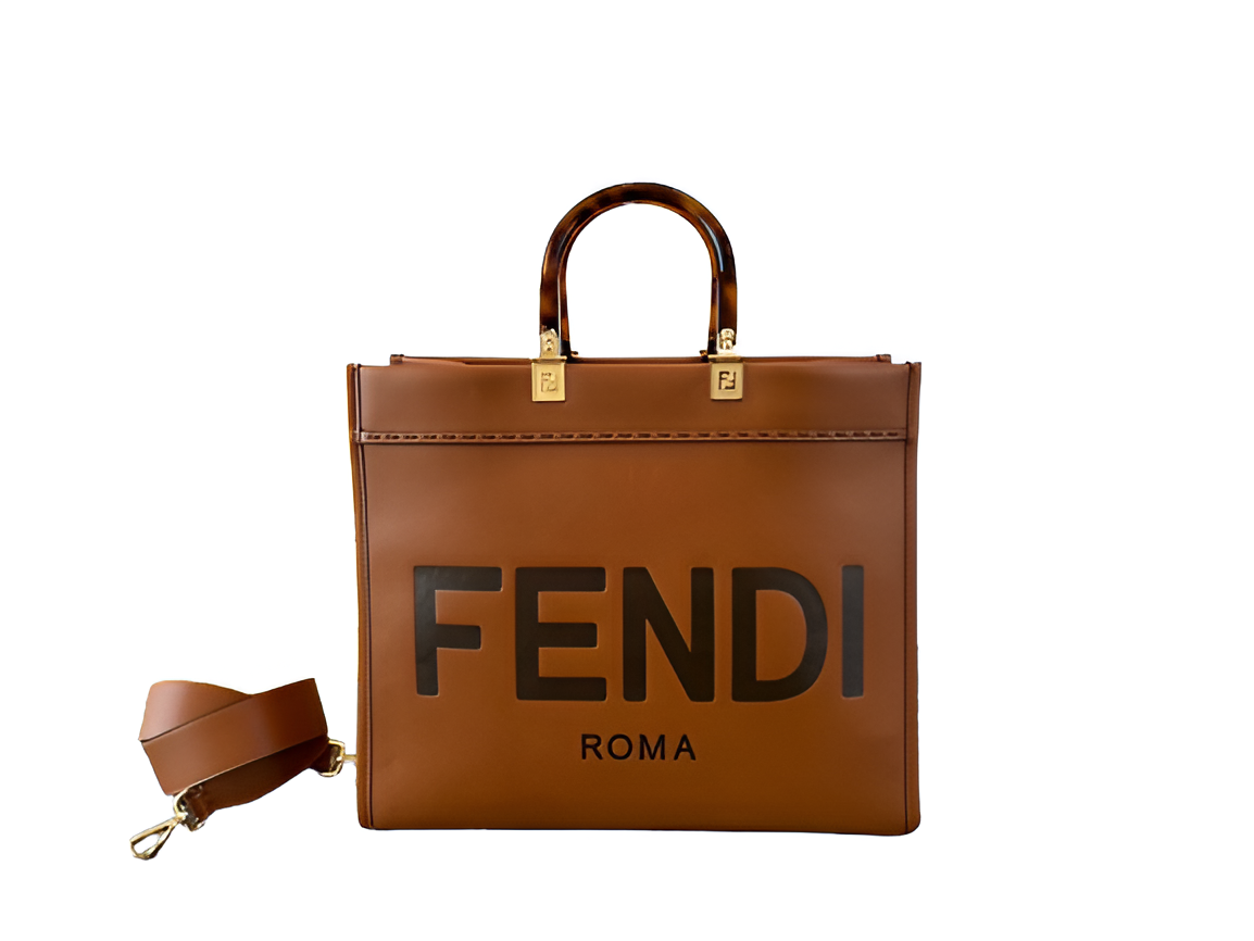 Fendi Roma Tan Leather Tote Bag