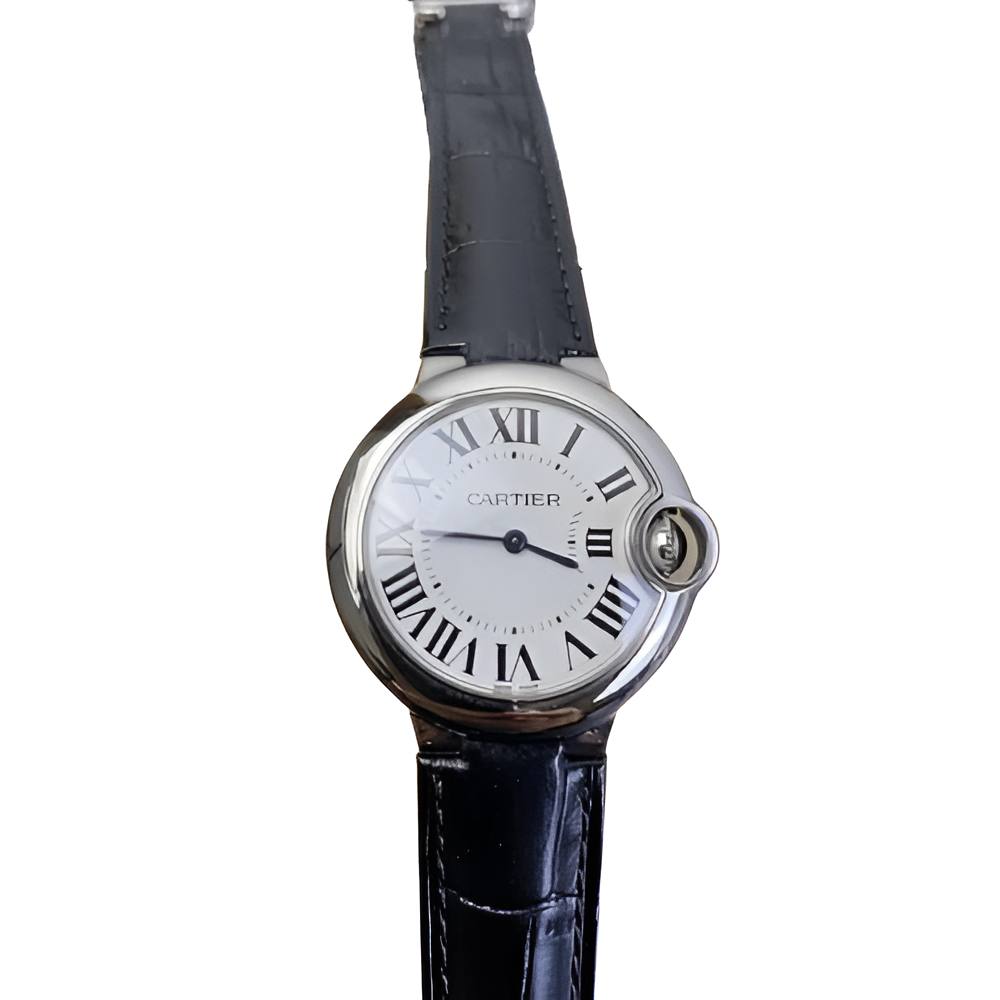 Cartier Ballon Bleu de Cartier Stainless Steel with Black Leather Strap