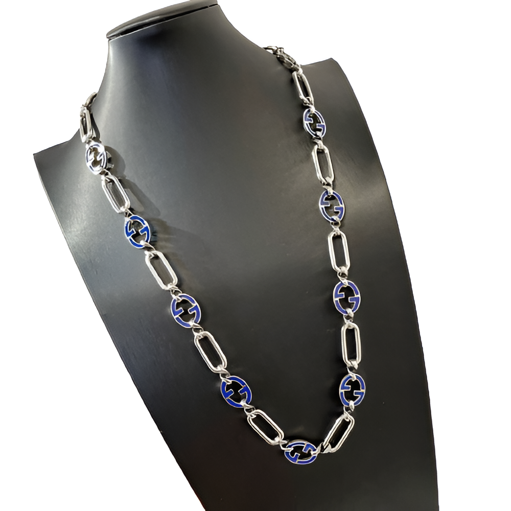 Gucci Blue & Silver Chain Necklace