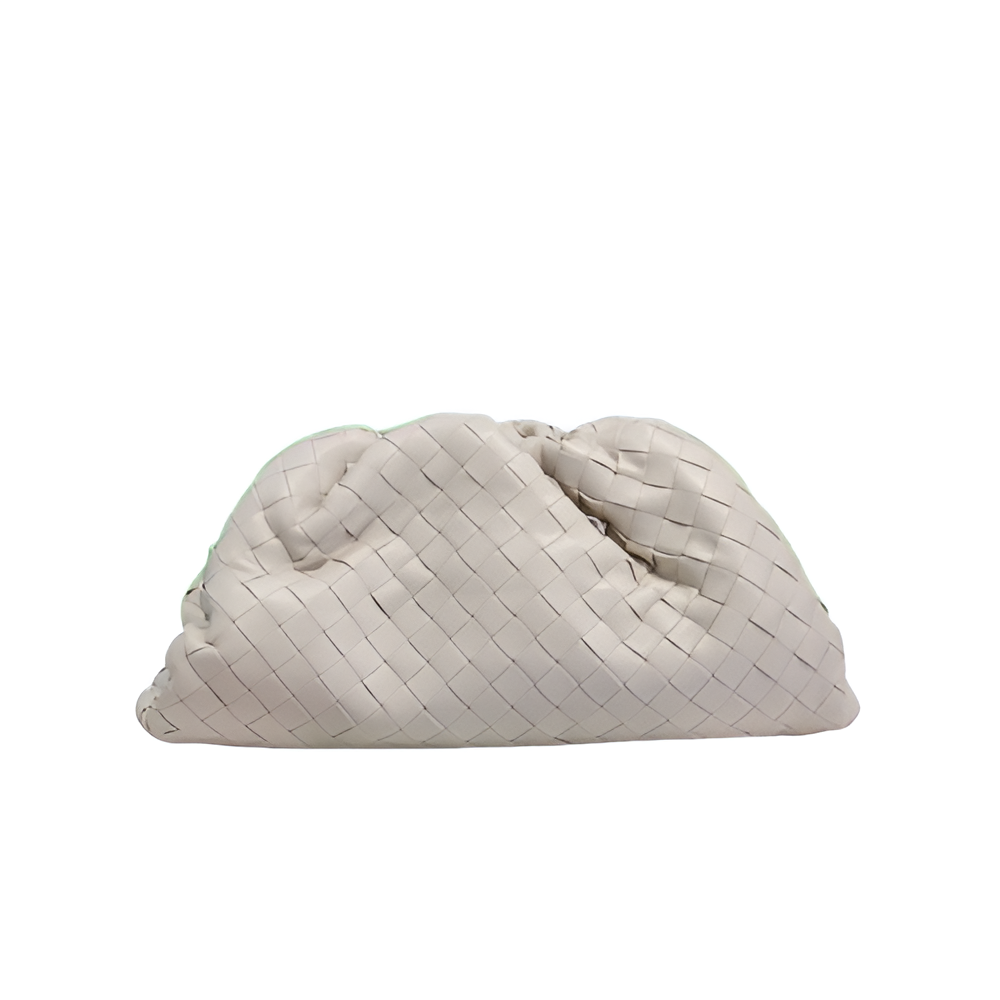 Bottega Ivory Woven Leather Clutch