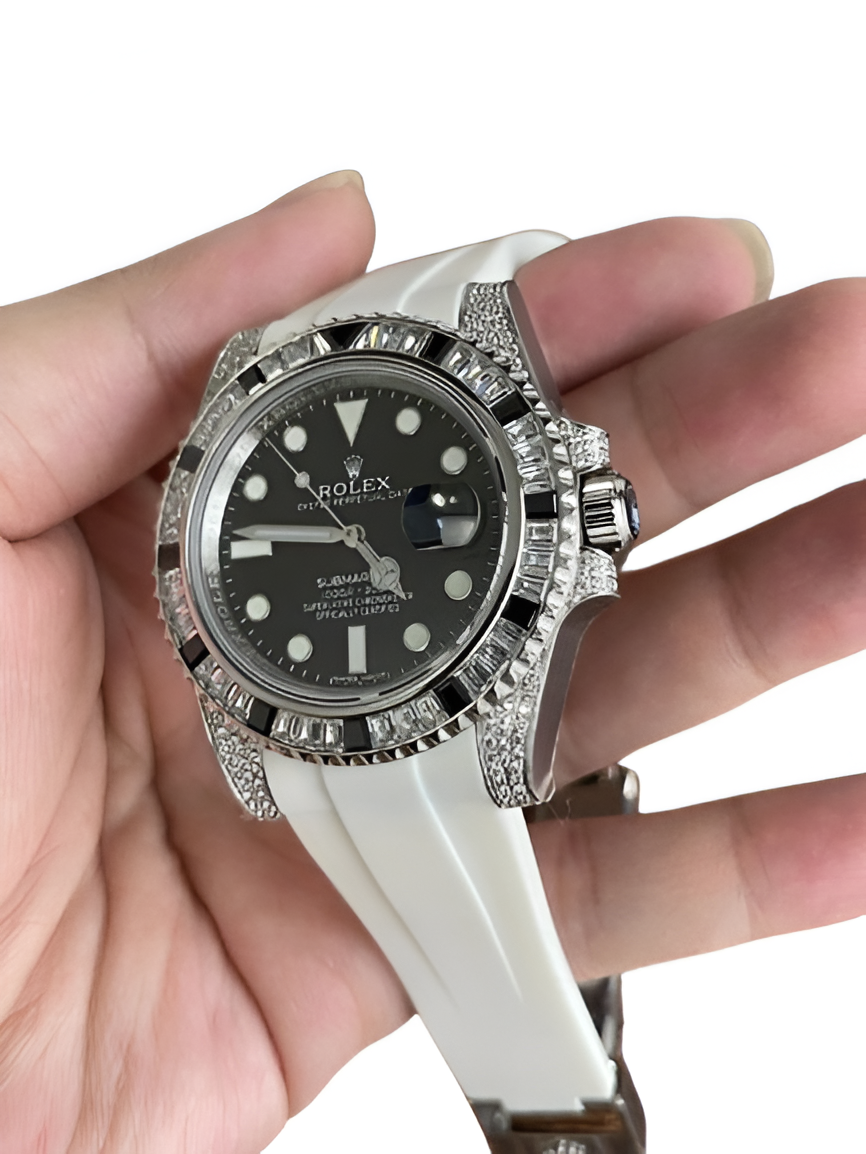 Rolex Submariner Diamond Bezel with White Strap