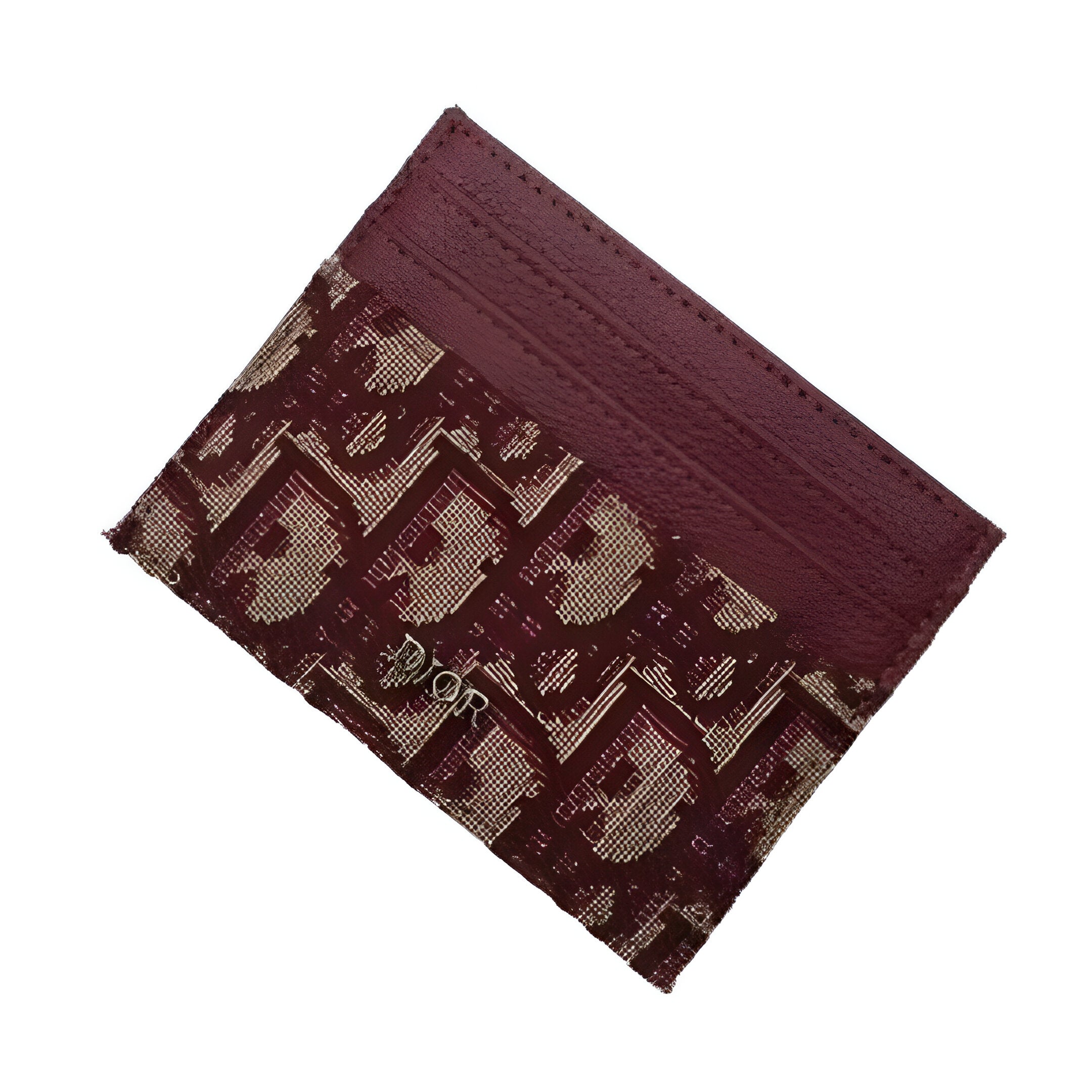 Dior Burgundy Oblique Canvas &amp; Leather Card Holder