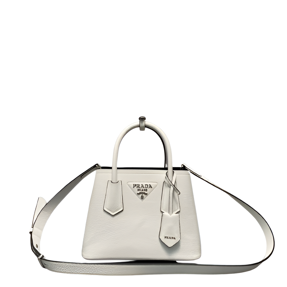 Prada White Leather Top Handle Bag